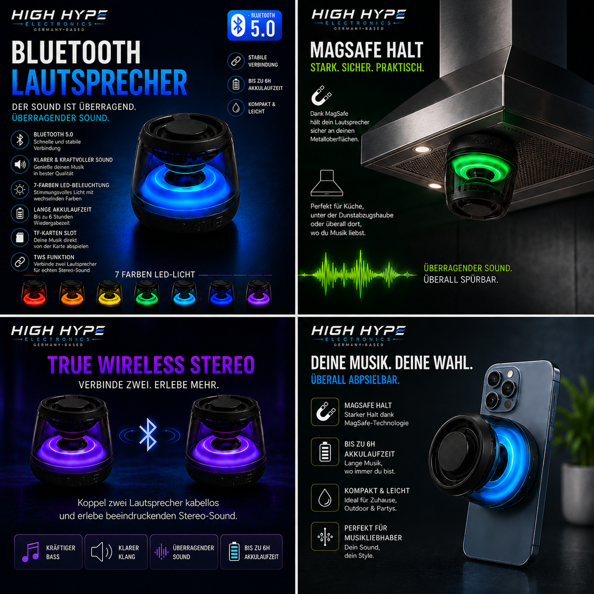 MagSafe Bluetooth Speaker mit LED – kompakt & überragender Sound