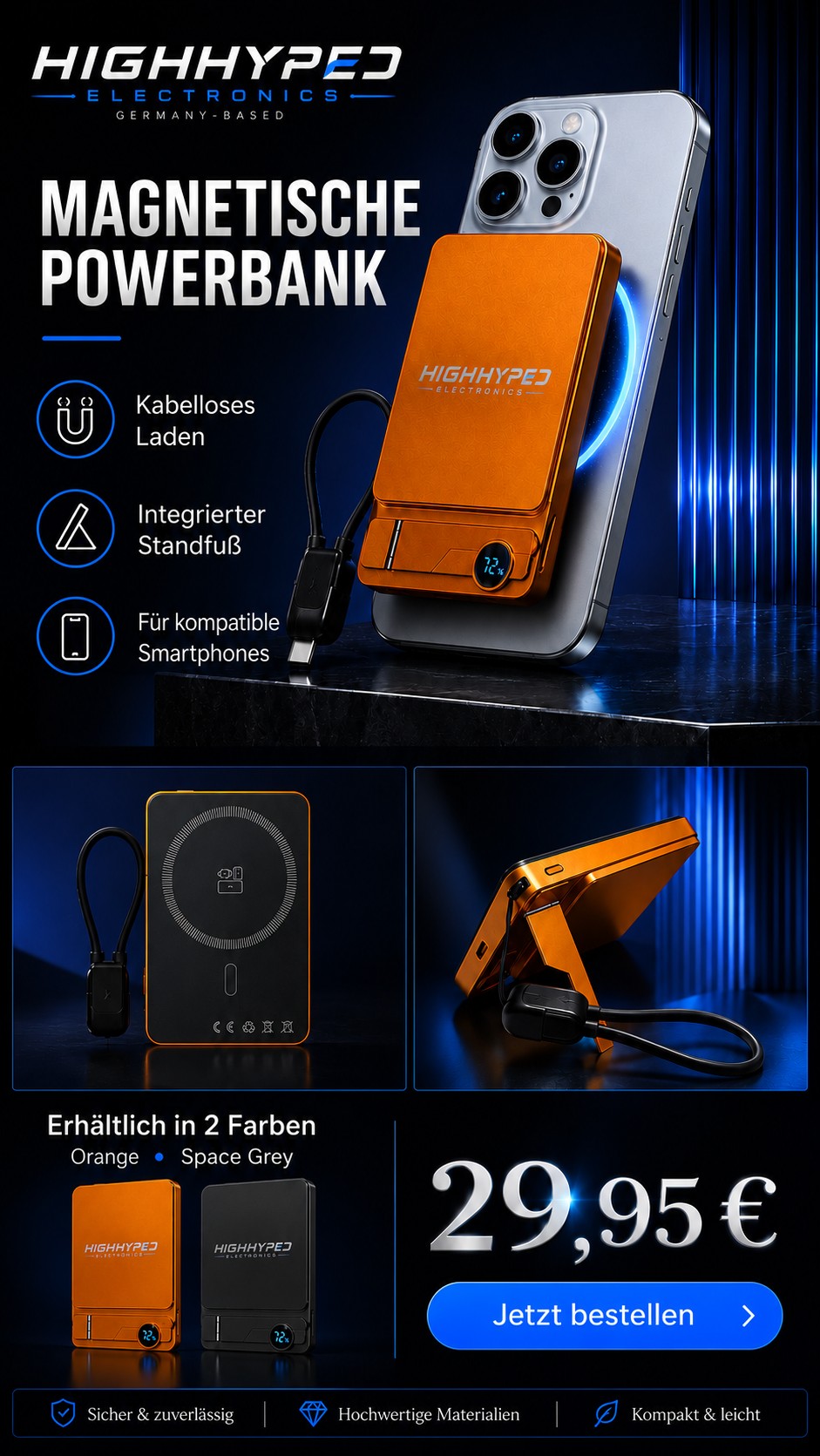 Magnetische Powerbank mit Standfuß